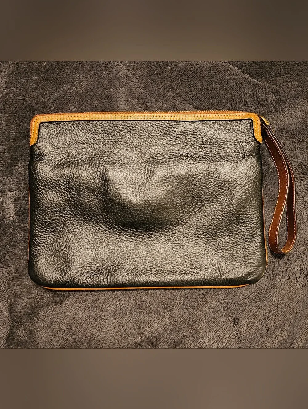 Prix de Dressage Vintage Black Pebbled Leather Equestrian Wristlet